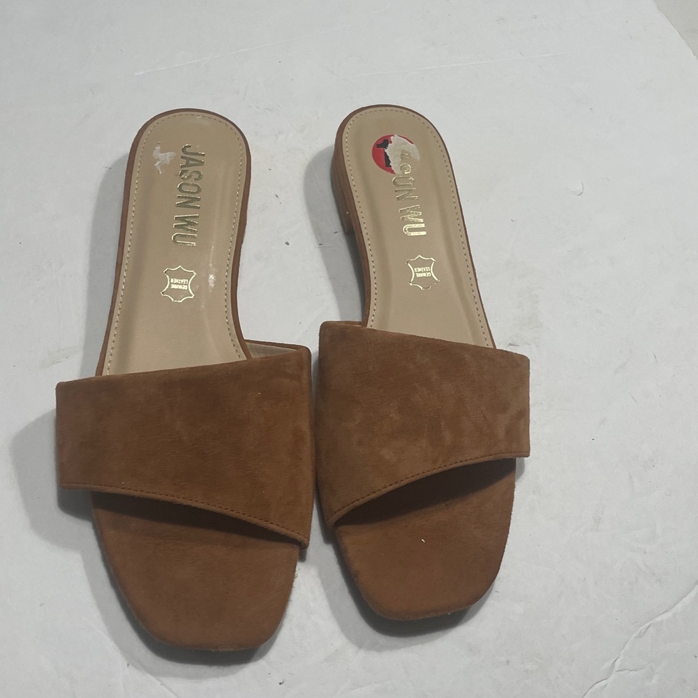 Jason Wu Cognac Suede Slide Minimalist Sandals in size 10
